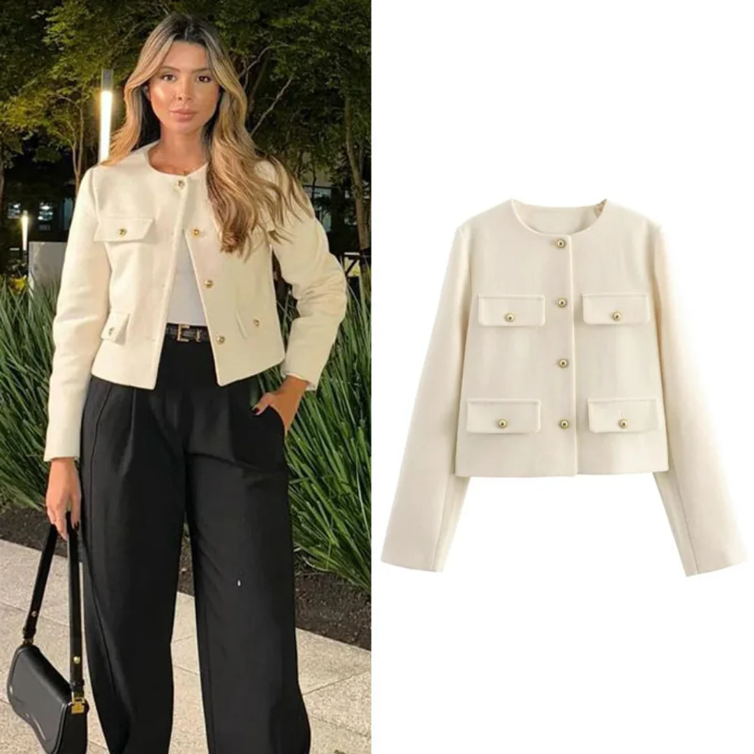 Ceylan Women's Tweed Crop Blazer Jacket - Image 6