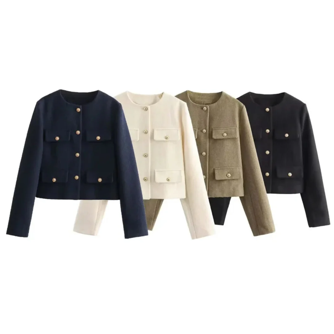 Ceylan Women's Tweed Crop Blazer Jacket - Image 7