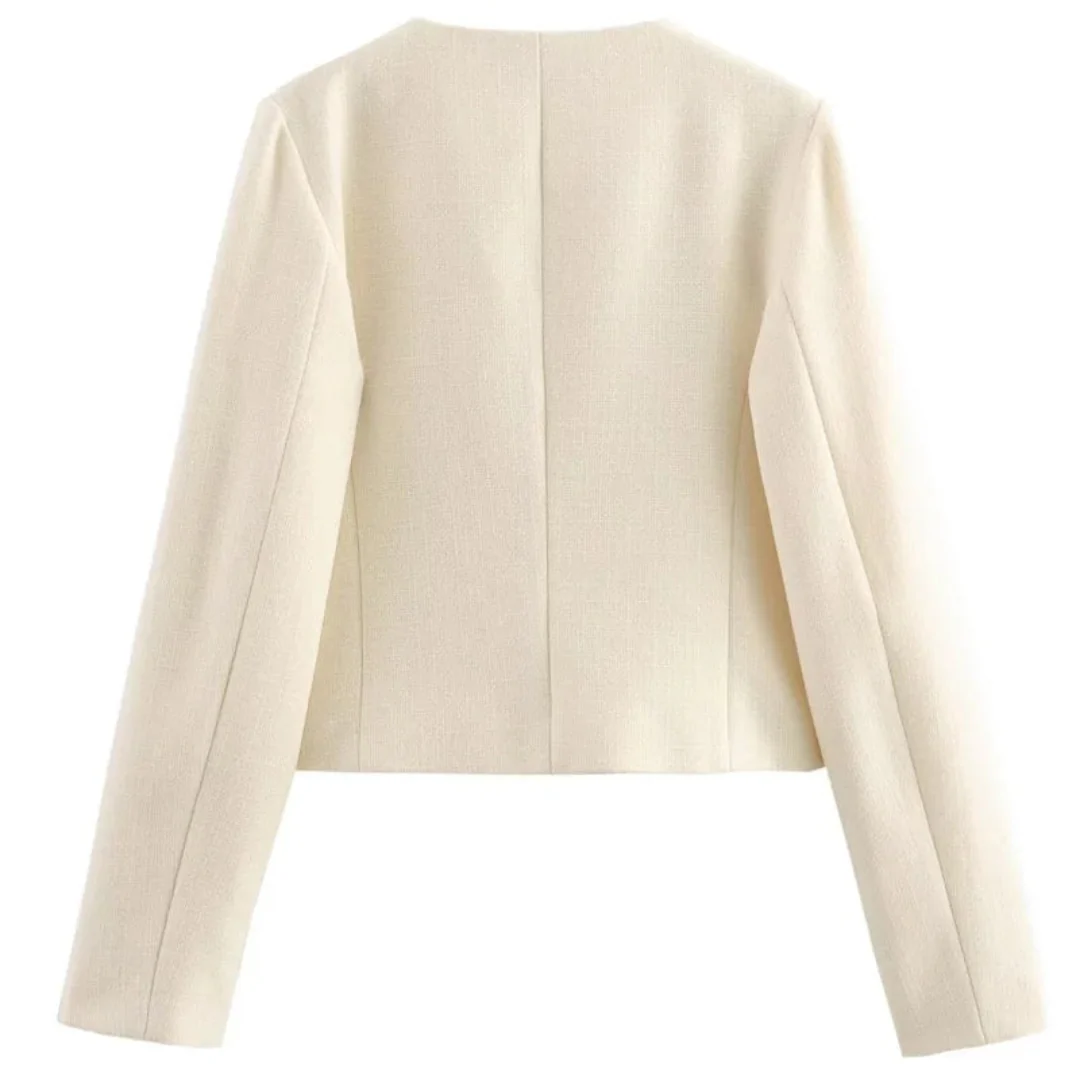 Ceylan Women's Tweed Crop Blazer Jacket - Image 8