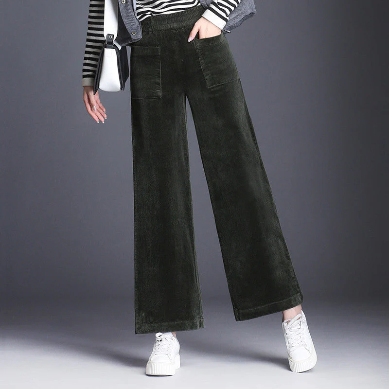 Ceylan Women's Wide Leg Corduroy Trousers Elastic Fit - Image 3