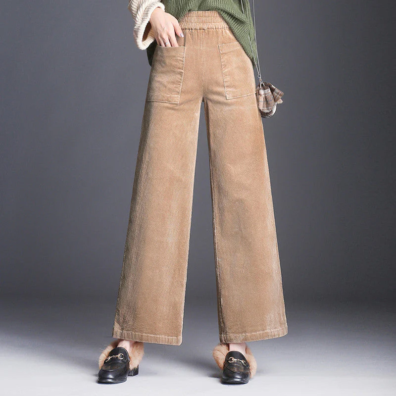 Ceylan Women's Wide Leg Corduroy Trousers Elastic Fit - Image 5