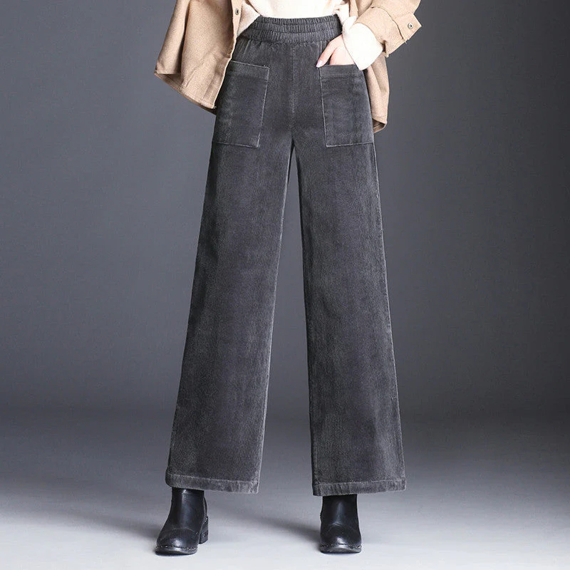 Ceylan Women's Wide Leg Corduroy Trousers Elastic Fit - Image 6