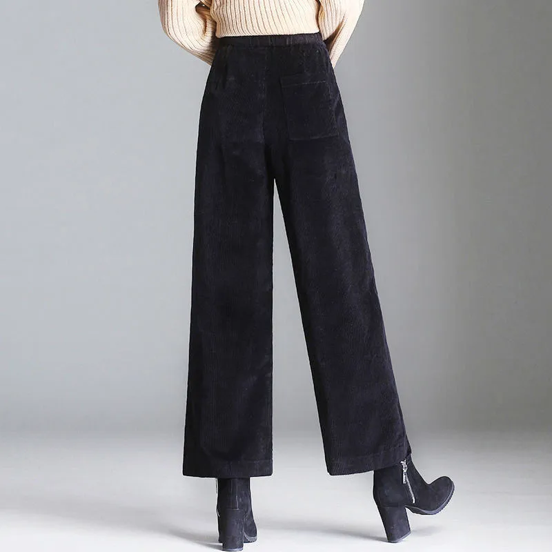 Ceylan Women's Wide Leg Corduroy Trousers Elastic Fit - Image 7