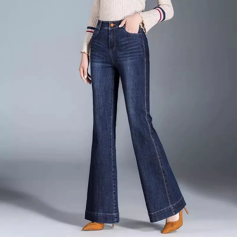 Ceylan Women’s High Waisted Wide Leg Jeans Vintage Flare - Image 3