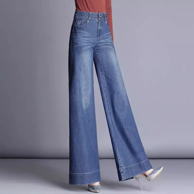 Ceylan Women’s High Waisted Wide Leg Jeans Vintage Flare - Image 4