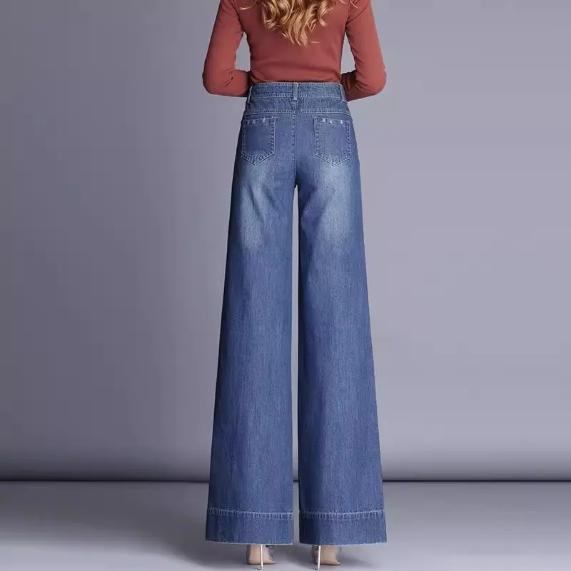 Ceylan Women’s High Waisted Wide Leg Jeans Vintage Flare - Image 5