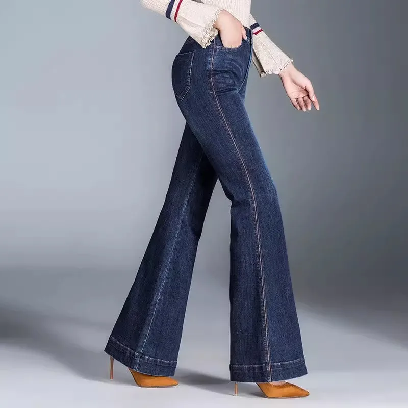 Ceylan Women’s High Waisted Wide Leg Jeans Vintage Flare - Image 9