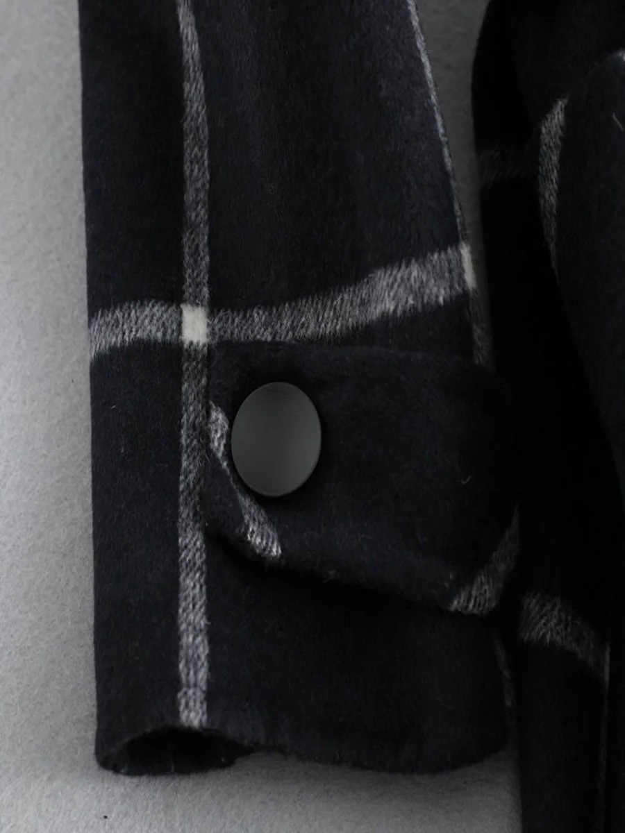 Ceylan Forest Green Windowpane Plaid Wool Coat - Image 10