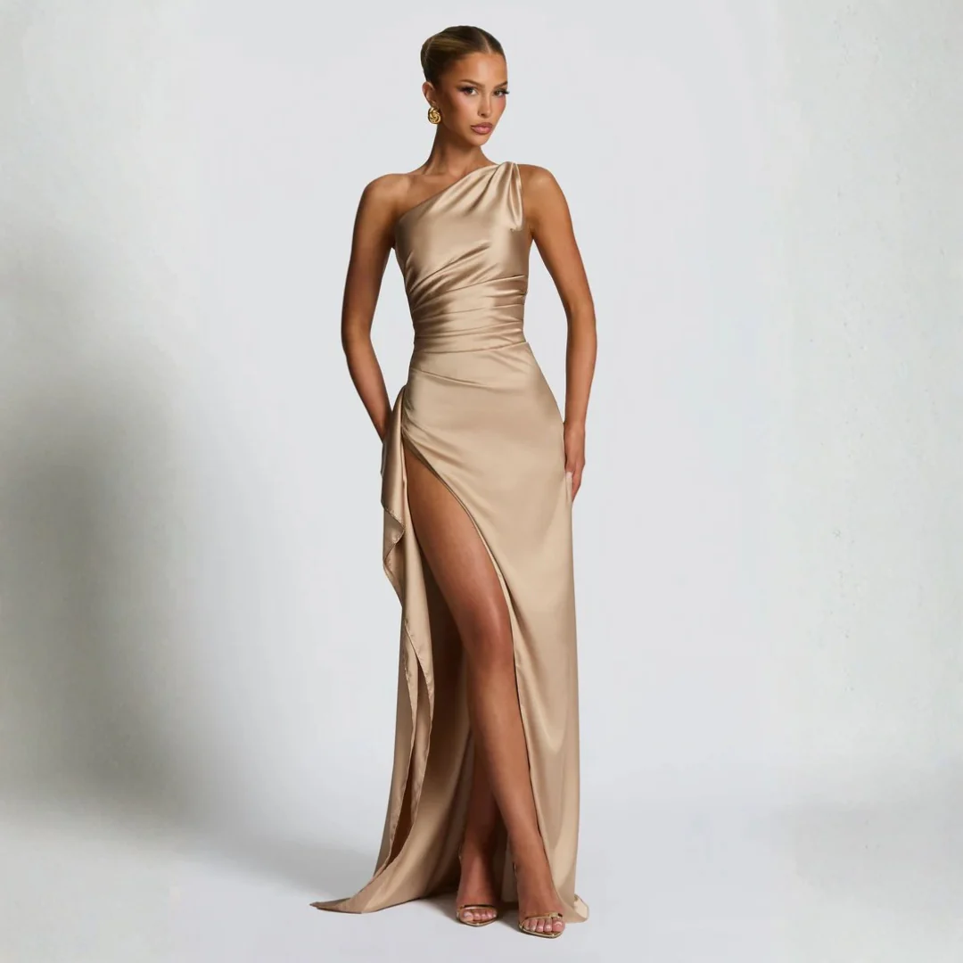 Ceylan Women’s One Shoulder Maxi Dress with High Split - Image 2