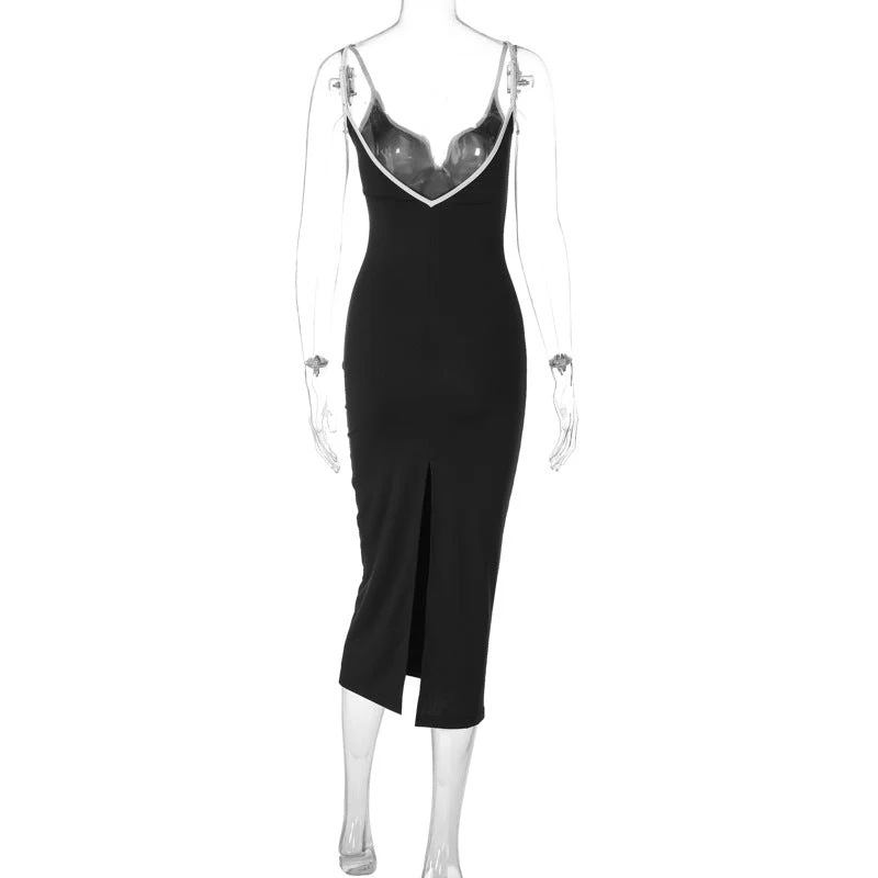 Women’s Bodycon Maxi Dress with Contrast Binding and Bow Detail - Image 12