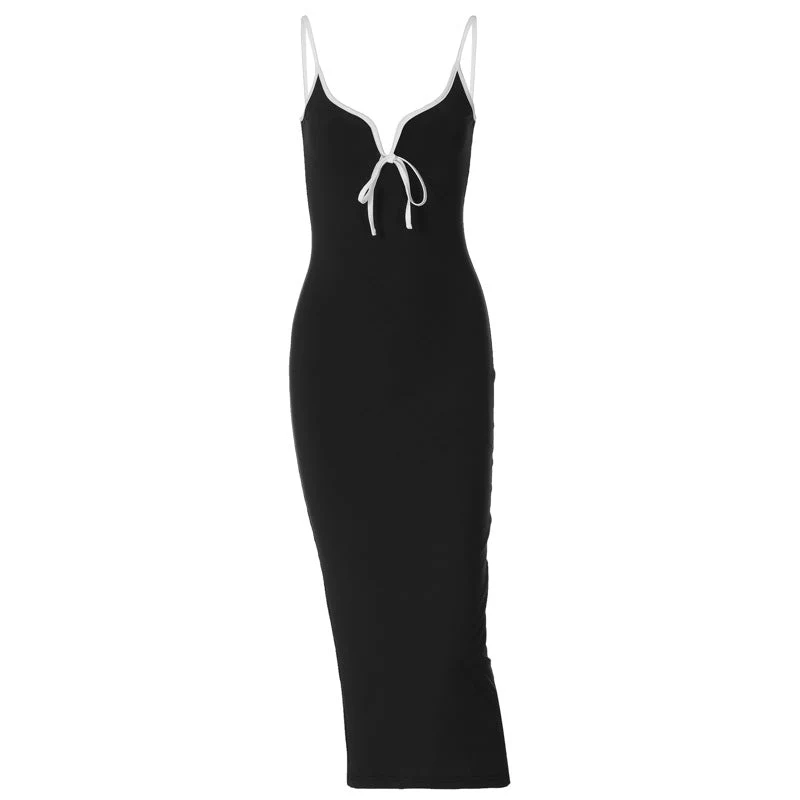 Women’s Bodycon Maxi Dress with Contrast Binding and Bow Detail - Image 13