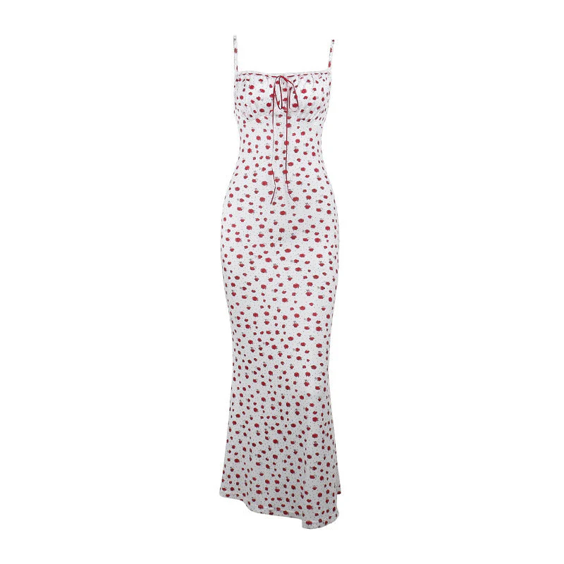 Women’s Floral Slip Maxi Dress with Tie Front Gathered Bust - Image 11