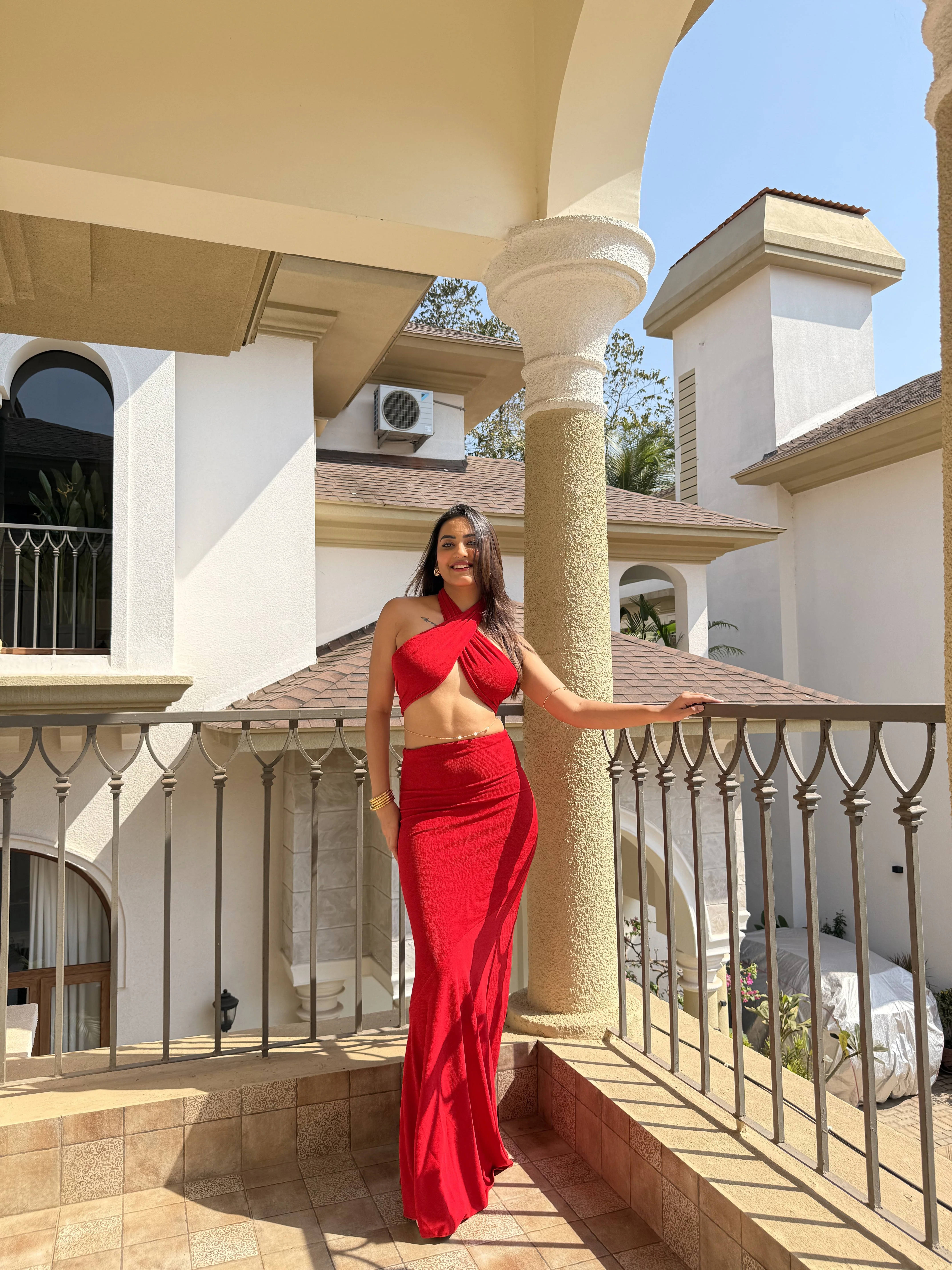 Women’s Halter Neck Two-Piece Set with Cross Wrap Crop Top - Image 4