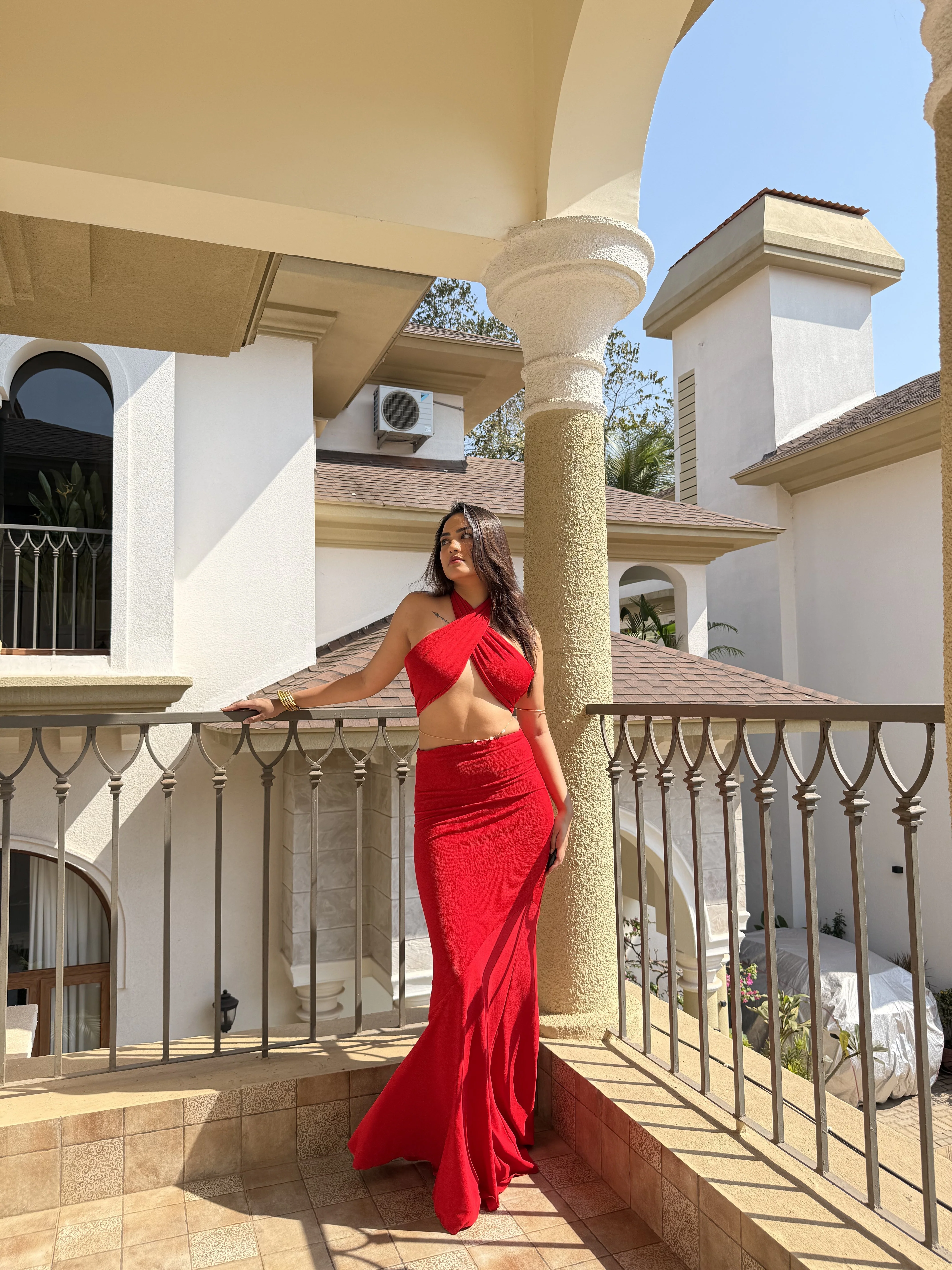 Women’s Halter Neck Two-Piece Set with Cross Wrap Crop Top - Image 6