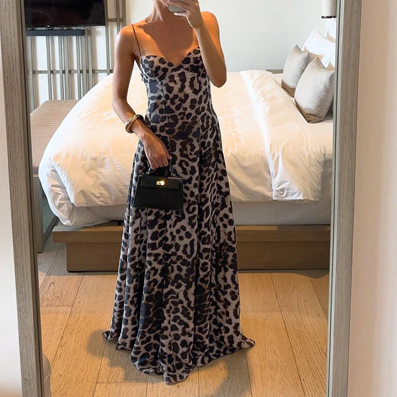 Women’s Leopard Print Maxi Dress with Sweetheart Balconette Bodice - Image 10