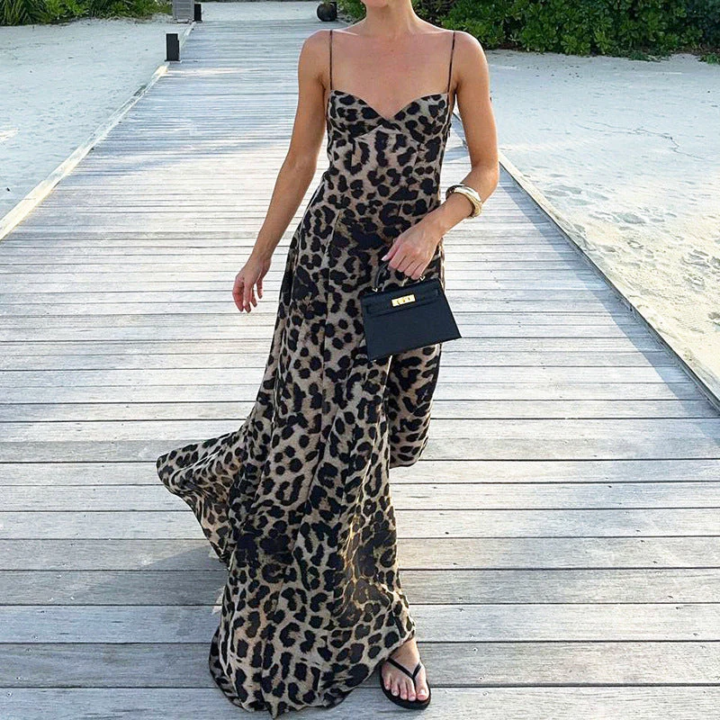 Women’s Leopard Print Maxi Dress with Sweetheart Balconette Bodice - Image 11