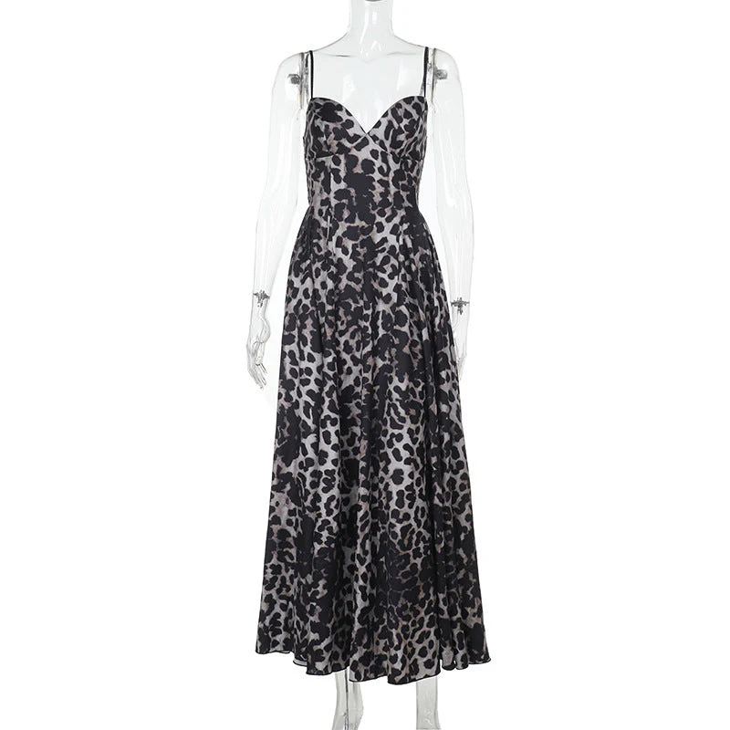 Women’s Leopard Print Maxi Dress with Sweetheart Balconette Bodice - Image 5