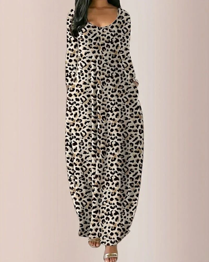 Women’s Long Sleeve Maxi Dress with Hidden Side Pockets - Image 4
