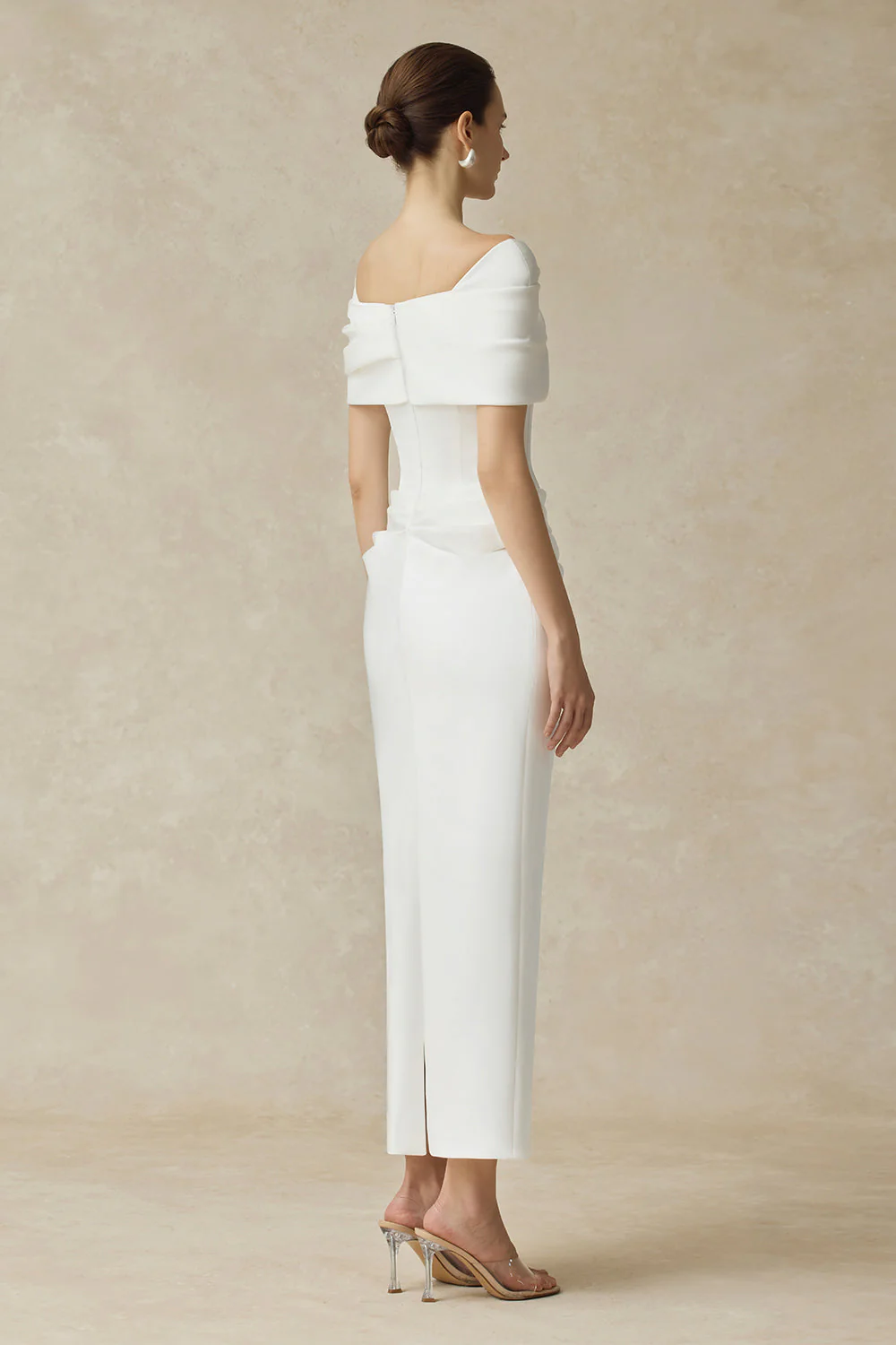 Women’s Off Shoulder Draped Corset Cocktail Midi Dress - Image 6