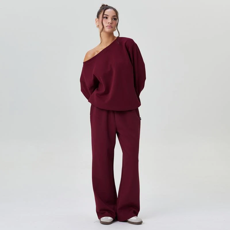 Women¡¯s Off-Shoulder Loungewear Set Wide Leg Two-Piece Tracksuit - Image 4