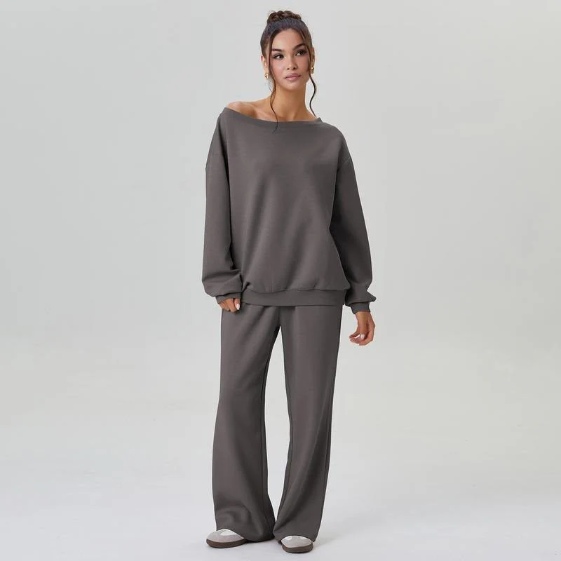 Women¡¯s Off-Shoulder Loungewear Set Wide Leg Two-Piece Tracksuit - Image 8