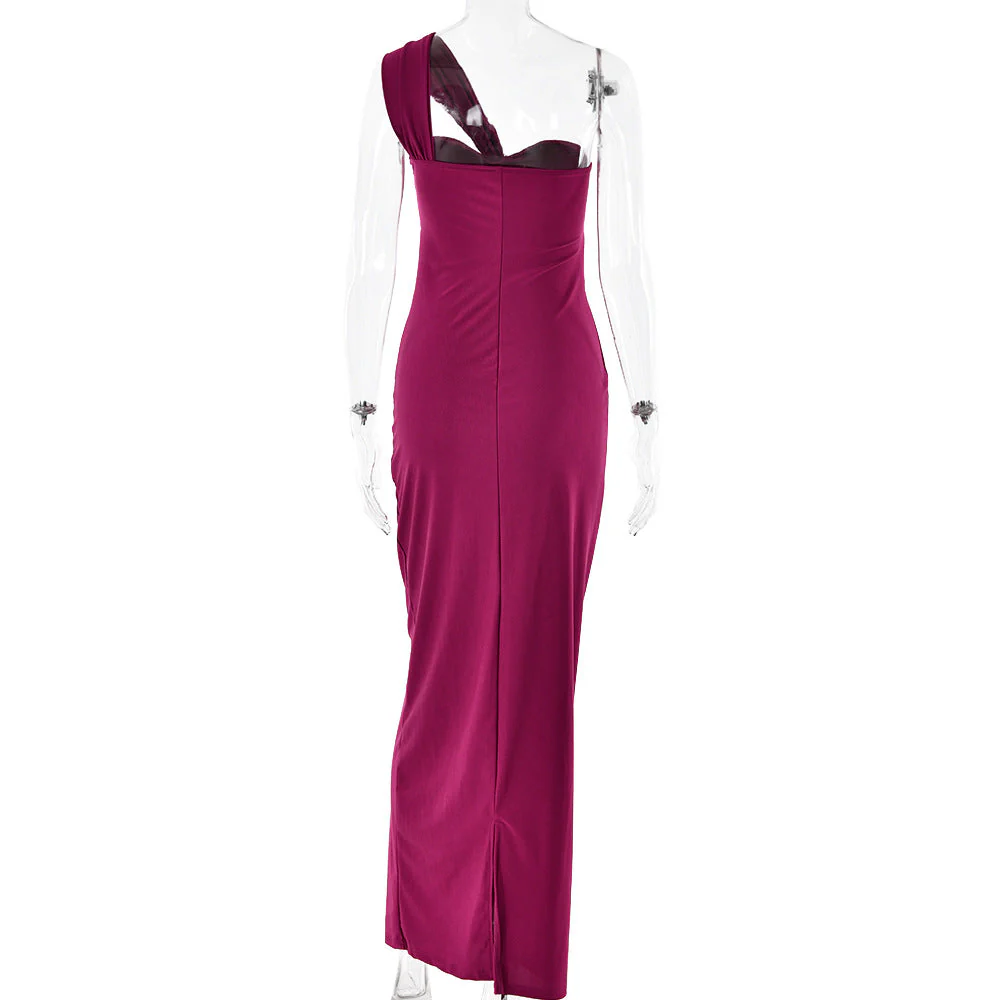 Women’s Off the Shoulder Maxi Dress with Draped Front Knot Detail - Image 9