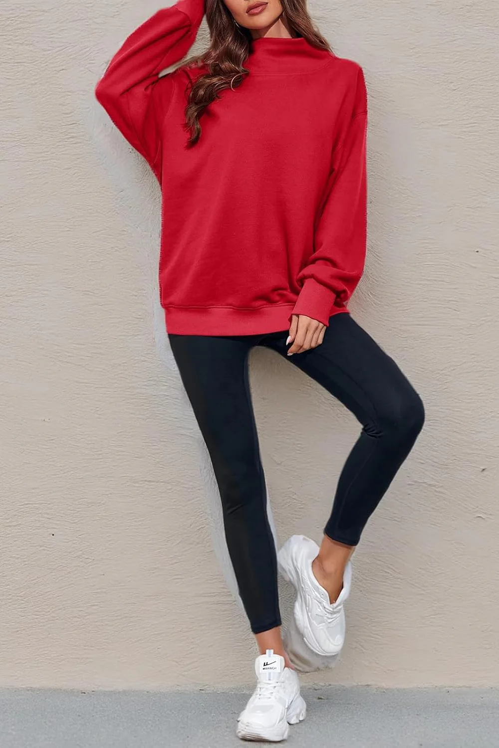 Women’s Oversized Turtleneck Sweatshirt with Drop Shoulder Fit - Image 11