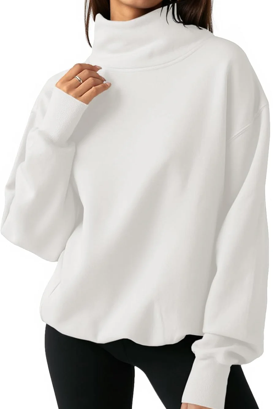 Women’s Oversized Turtleneck Sweatshirt with Drop Shoulder Fit - Image 2