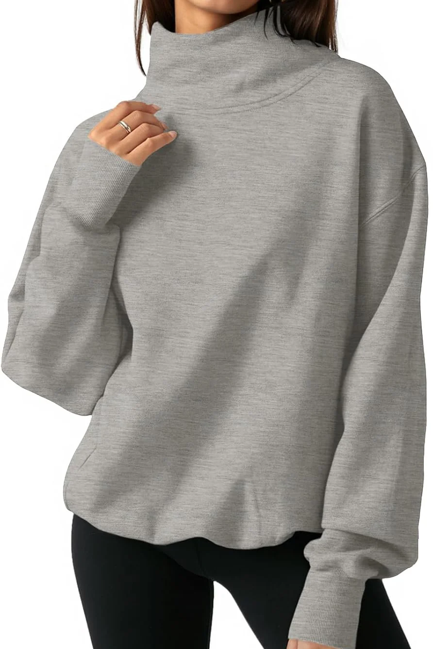 Women’s Oversized Turtleneck Sweatshirt with Drop Shoulder Fit - Image 3
