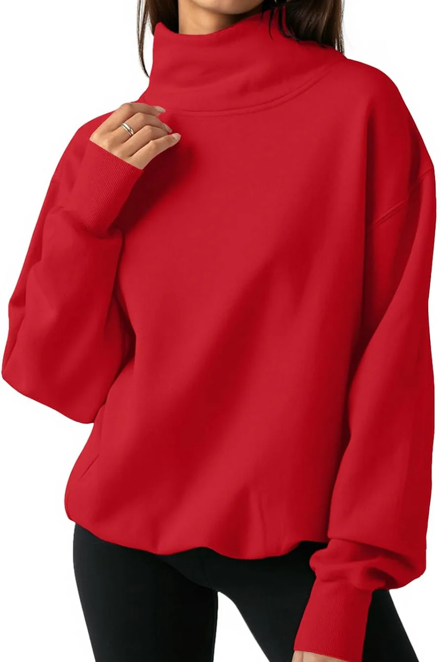 Women’s Oversized Turtleneck Sweatshirt with Drop Shoulder Fit - Image 4