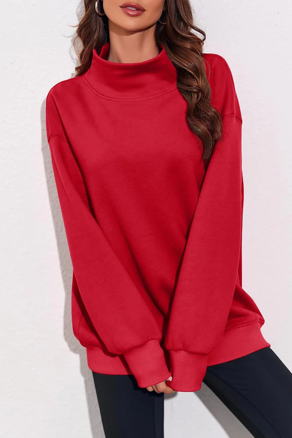 Women’s Oversized Turtleneck Sweatshirt with Drop Shoulder Fit - Image 8