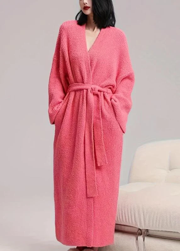Women’s Ribbed Knit Wrap Cardigan Coat with Tie Waist and Long Sleeves - Image 4