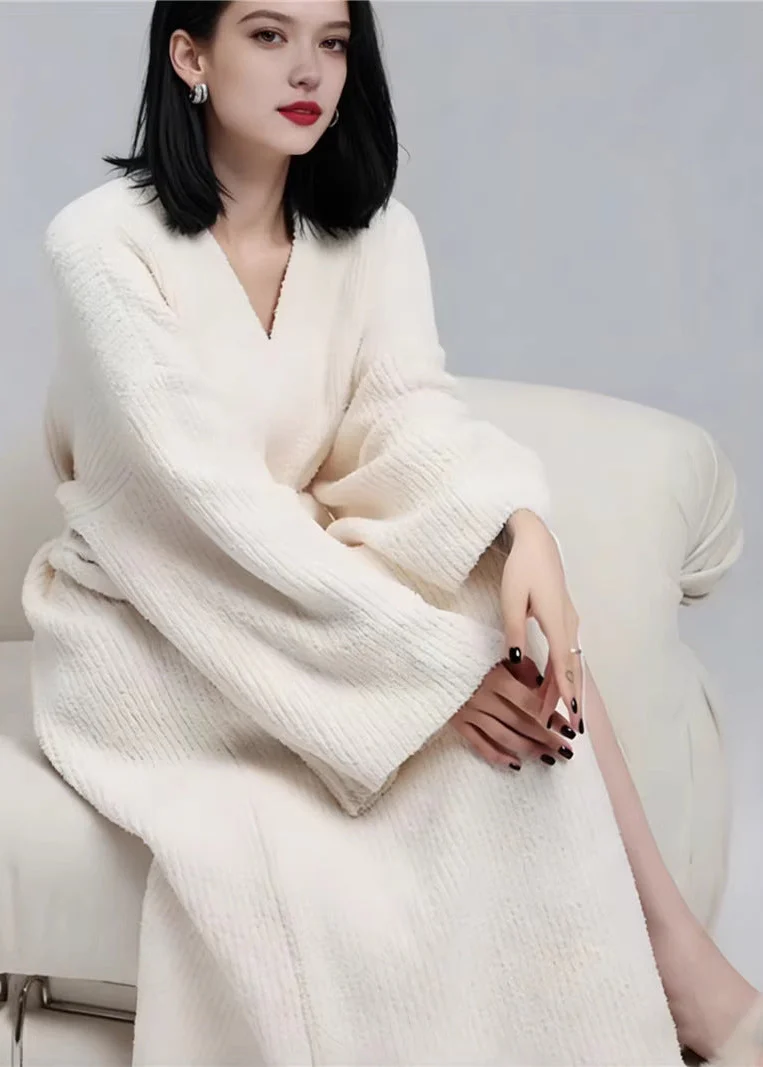 Women’s Ribbed Knit Wrap Cardigan Coat with Tie Waist and Long Sleeves - Image 6