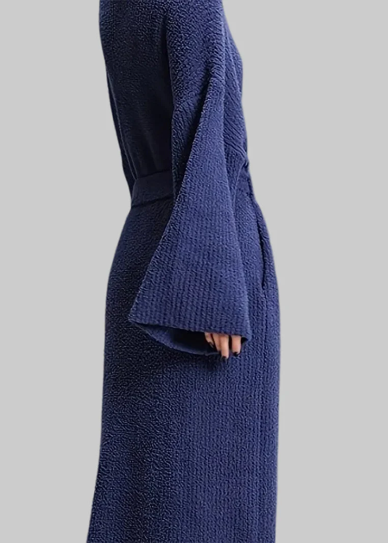 Women’s Ribbed Knit Wrap Cardigan Coat with Tie Waist and Long Sleeves - Image 7