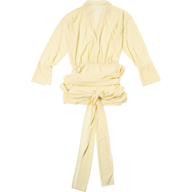Women’s Ruched Mini Dress with Sheer Oversized Long Sleeve Top - Image 9