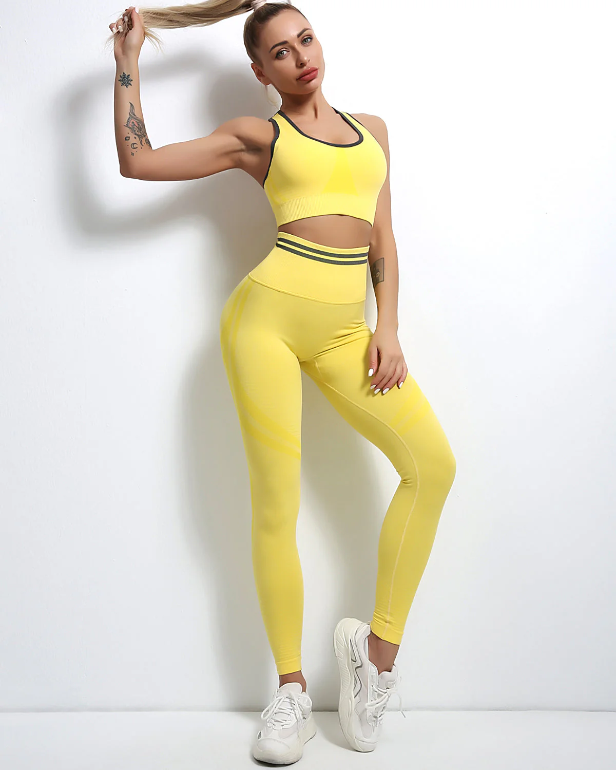 Women’s Seamless Yoga Set with High Waisted Compression Leggings - Image 10