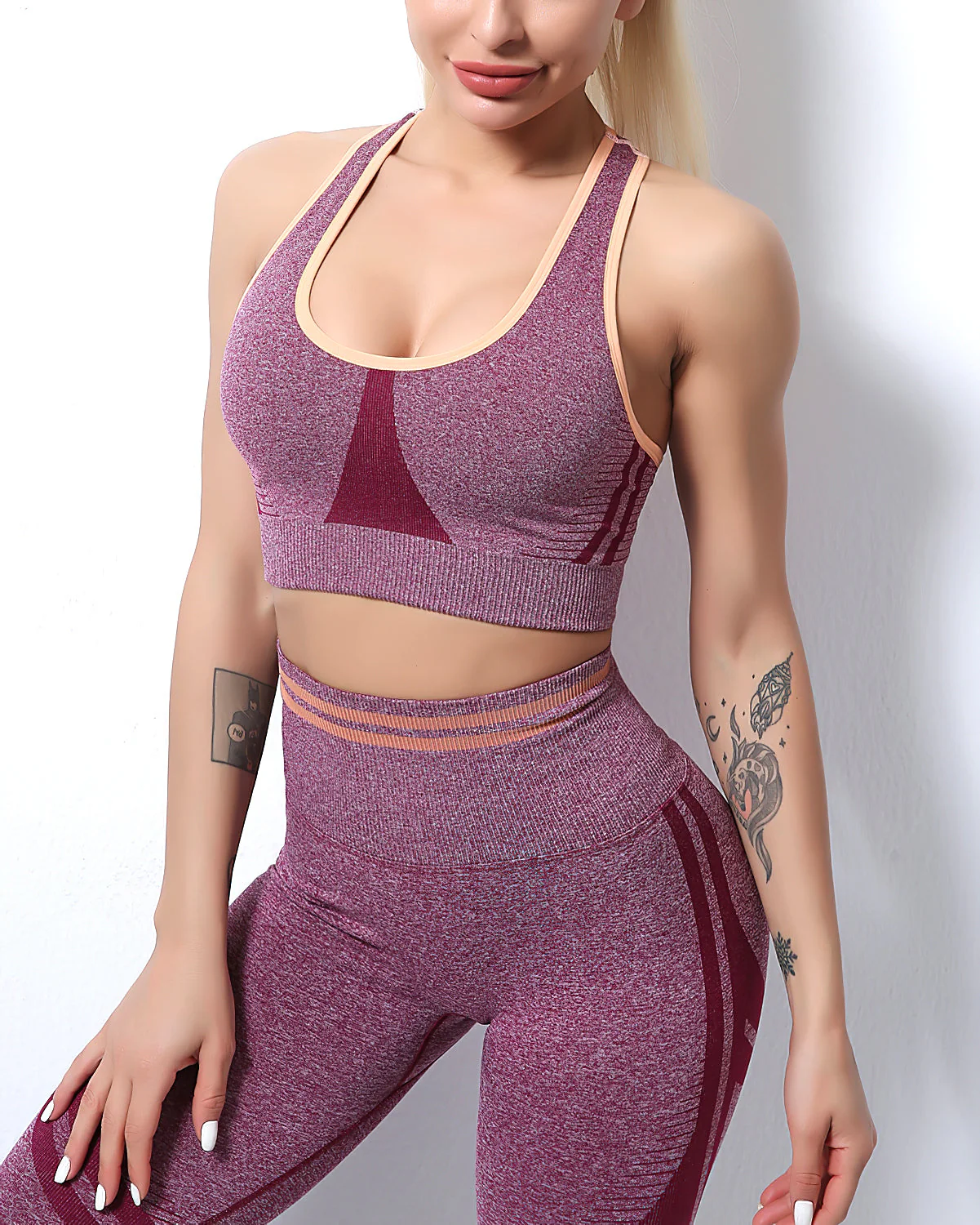 Women’s Seamless Yoga Set with High Waisted Compression Leggings - Image 6