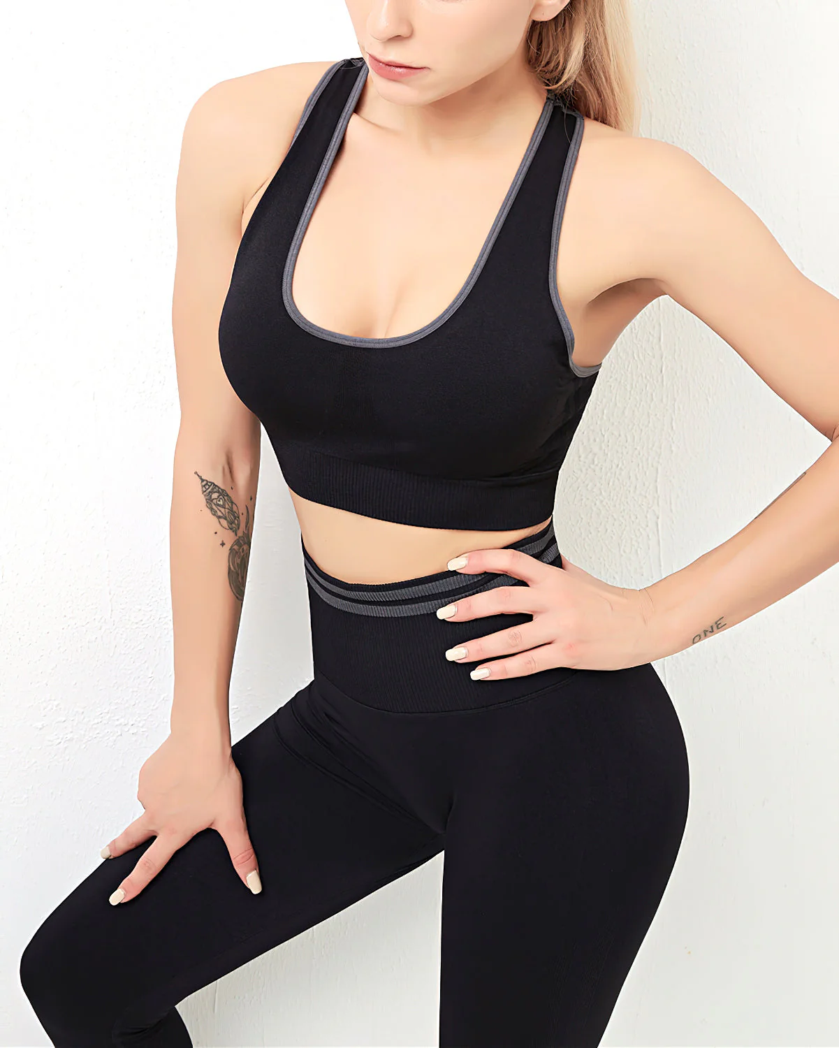 Women’s Seamless Yoga Set with High Waisted Compression Leggings - Image 9