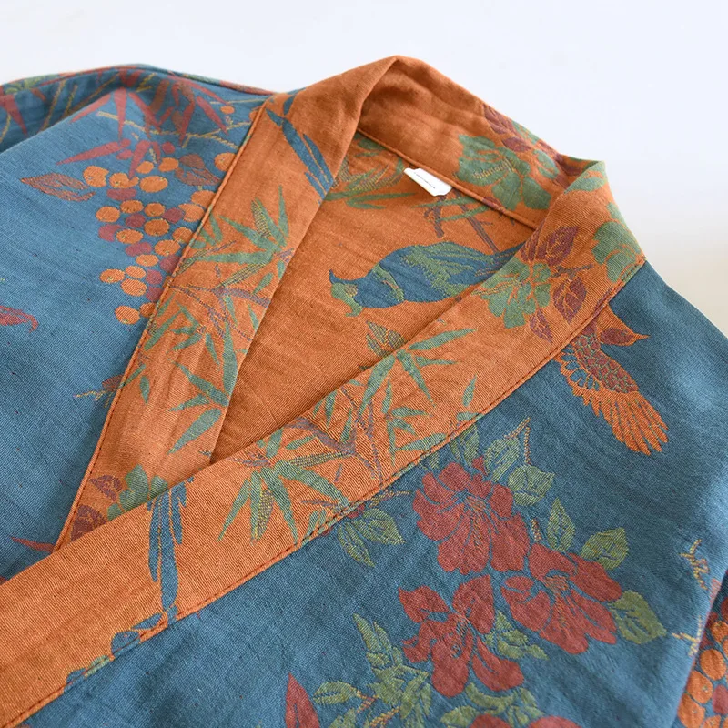 Women's Cotton Kimono Robe Lightweight Floral Dressing Gown - Image 8