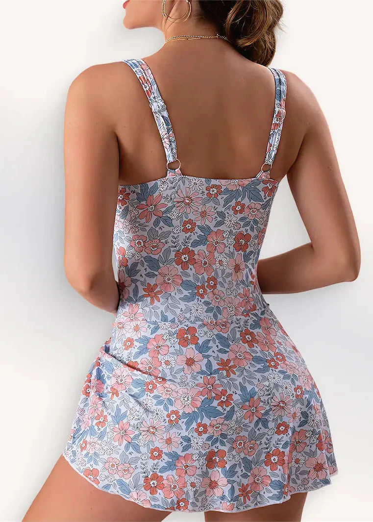Women's Floral Swimdress With Side Tie Wrap and Tummy Control - Image 5