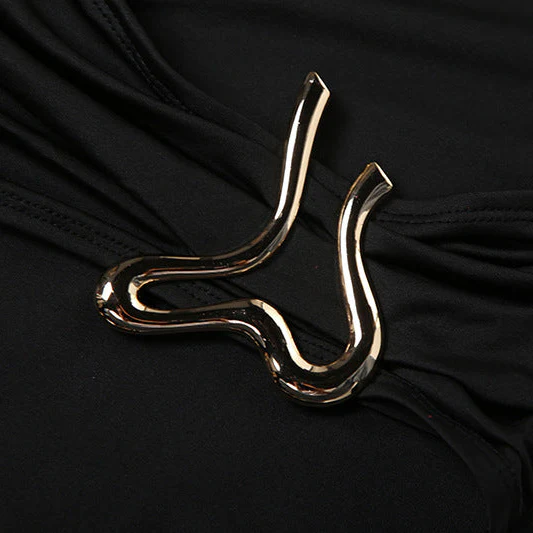 Women's Long Sleeve Maxi Dress with Side Buckle Detail - Image 5