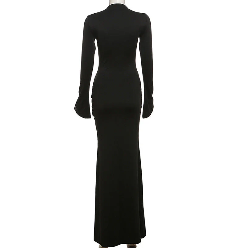 Women's Long Sleeve Maxi Dress with Side Buckle Detail - Image 8