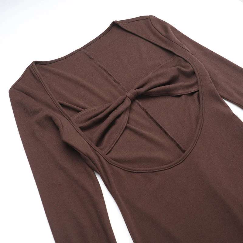 Women's Underbust Cutout Maxi Dress with Flared Bell Sleeves - Image 15